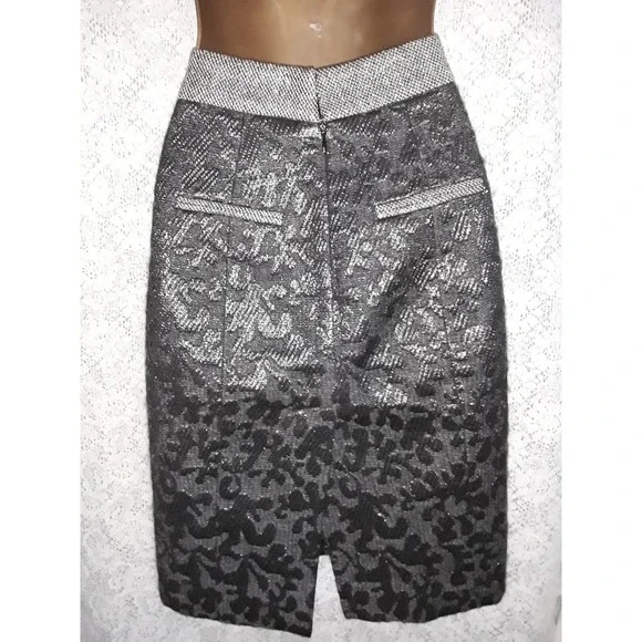 Proenza Schouler Sz 4 Metallic Textured Wool Pencil Skirt - Picture 3 of 8
